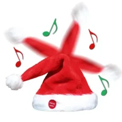 SYNGENDE OG DANSE JULEMANDSHAT Nyhed Hue Musikalsk Bevægelig Sjov Gave JUL, 100% Ny