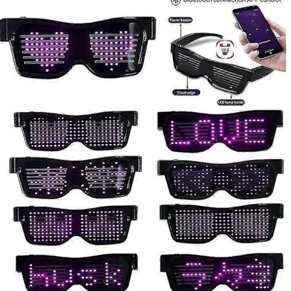 Tand LED Briller Tilpasset Sprog USB Opladning Blinkende Lysende Briller