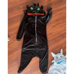 Tandløs drage Hvid Sort Onesie Voksen unisex Flanel Pyjamas Anime Cosplay Kostume Træn din nat Fury Sovetøj E46762ac Yz Black L 166*175cm