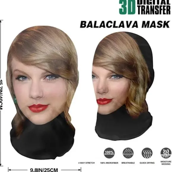 Taylor Swift Cosplay Maske med 3D-print, Menneskeansigt Cosplay Halloween Parodi Party Crossdressing Hovedbeklædning 4