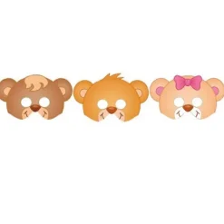 Teddybjørn Kort Festmaske (Pakke med 12) (LGL) Brown One Size