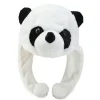 Tegneserie Plys Panda Dyr Hue med Pom Pom Lange Stropper Termisk Varm Sjovt Udstoppede Legetøj Øreklap Hue Festrekvisitter