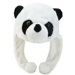 Tegneserie Plys Panda Dyr Hue med Pom Pom Lange Stropper Termisk Varm Sjovt Udstoppede Legetøj Øreklap Hue Festrekvisitter