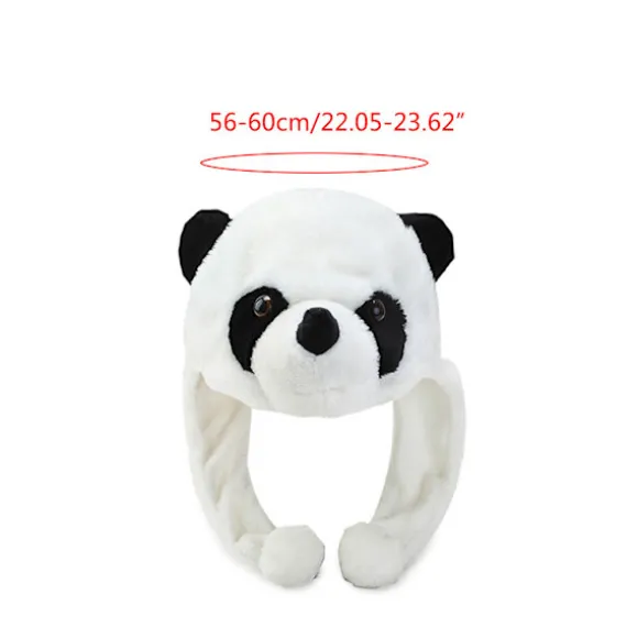 Tegneserie Plys Panda Dyr Hue med Pom Pom Lange Stropper Termisk Varm Sjovt Udstoppede Legetøj Øreklap Hue Festrekvisitter