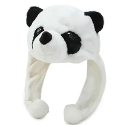 Tegneserie Plys Panda Dyr Hue med Pom Pom Lange Stropper Termisk Varm Sjovt Udstoppede Legetøj Øreklap Hue Festrekvisitter