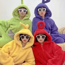 Teletubbies Onesie Pyjamas Voksen Tyk Koralfleece Lilla Purple M