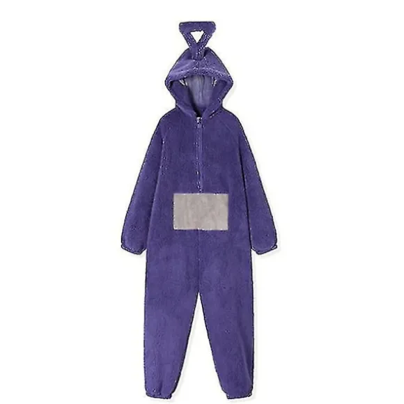 Teletubbies Onesie Pyjamas Voksen Tyk Koralfleece Lilla Purple M