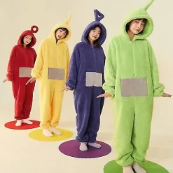 Teletubbies Onesie Pyjamas Voksen Tyk Koralfleece Lilla Purple M
