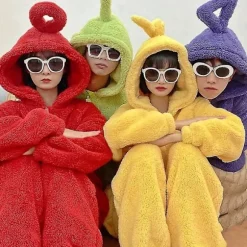 Teletubbies Onesie Pyjamas Voksen Tyk Koralfleece Lilla Purple M