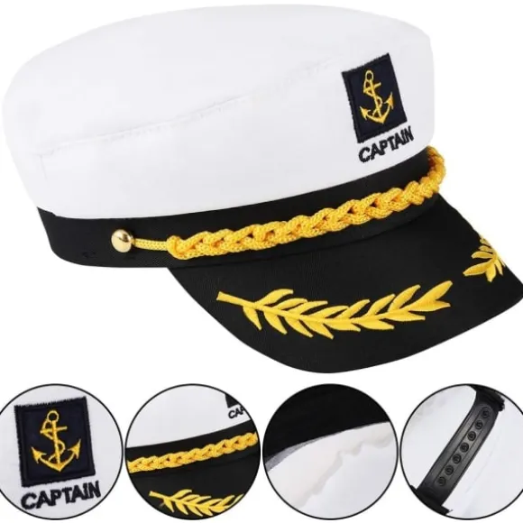 TG Voksen Sømandskasket Justerbar Kaptajnshat Cosplay Sømandsskib Bådkaptajnshat til Sømandsmaritim Admiral