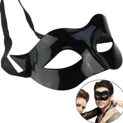 The Good Life Herre- eller Damemaske i Høj Kvalitet - Venetiansk Maskerademaske til Fest - Øjenmaske - Sort Mat - Karneval - Halloween