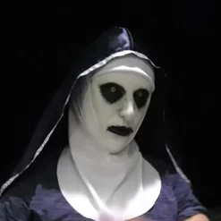 The Horror Nun Latex Mask m/tørklæde Valak Cosplay til Hallow White onesize