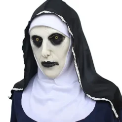 The Horror Nun Latex Mask m/tørklæde Valak Cosplay til Hallow White onesize