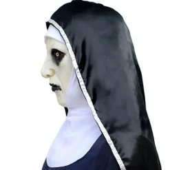 The Horror Nun Latex Mask m/tørklæde Valak Cosplay til Hallow White onesize