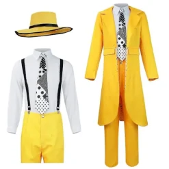 The Mask Jim Carrey Gul Kostume Cosplay Kostume Herre Uniform Beklædningssæt 2XL