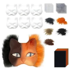 Therian Maske Sæt med Pels og Tilbehør til DIY Cosplay Kostume, Halloween Fest, Karneval eller Festival Brug[D] A