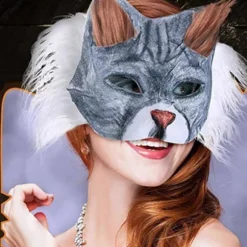 Therian Maske Sæt med Pels og Tilbehør til DIY Cosplay Kostume, Halloween Fest, Karneval eller Festival Brug[D] A