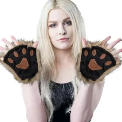 Therian Paws, Kattepote 1 Par Halvfinger Therian Paws Søde broderede pelspoter Dekorative realistiske potehandsker til børn voksne cosplay scene,[co] | Fyndiq