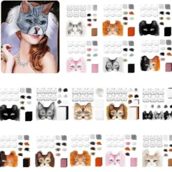 Therians Maskesæt DIY Furry Dyremaske Kompatibel med Halloween Cosplay - Ræv, Kat med Pels, Øjennet & Filtark DIY suit H