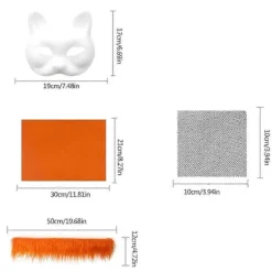 Therians Maskesæt DIY Furry Dyremaske til Halloween Cosplay - Ræve Katte Maske med Pels, Øjennet, Filtark DIY suit F gradient