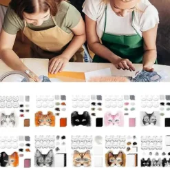 Therians Maskesæt DIY Furry Dyremaske til Halloween Cosplay - Ræve Katte Maske med Pels, Øjennet, Filtark DIY suit F gradient