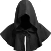 Tianhaik Halloween Grim Hætte Kappe Cosplay Kostumer Hætte Poncho til Mænd Kvinder Sort