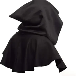 Tianhaik Halloween Grim Hætte Kappe Cosplay Kostumer Hætte Poncho til Mænd Kvinder Sort