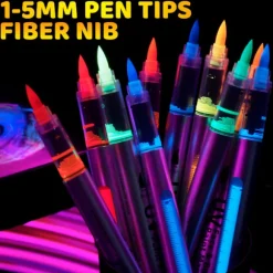 Ti-farvet selvlysende kropsmalingpen, vaskbar ansigtsmaling, ansigtsgraffiti makeup pen, festlig feststemning selvlysende pen