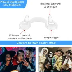 Tilbagetrækkelige vampyrhug cosplay gebisser tilbagetrækkelige udklædning