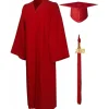 Toga Universitetsdiplom og Gradueringshue til Voksne 2023 High School Graduation Suit Rød L til Mænd og Kvinder