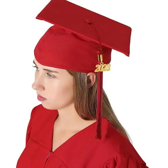 Toga Universitetsdiplom og Gradueringshue til Voksne 2023 High School Graduation Suit Rød L til Mænd og Kvinder