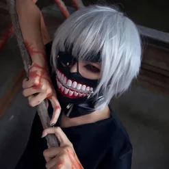 Tokyo Ghoul Ghoul Kaneki Ken Cosplay Paryk Herre Sølv Hvid Paryk Unisex Hovedbeklædning (FMY)