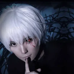 Tokyo Ghoul Ghoul Kaneki Ken Cosplay Paryk Herre Sølv Hvid Paryk Unisex Hovedbeklædning (FMY)