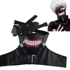 Tokyo Ghoul Kaneki Ken Maske Punk Maske Halloween Maskerade Cosplay Rekvisitter Gotisk Justerbar Lynlås Maske Med Aftagelig Øjenlap