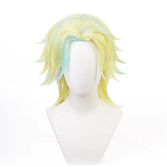 Tokyo Revengers Rindo Haitani Gylden Blandet Blå Kort Paryk Cosplay