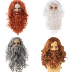 Tomte paryk skæg komplet sæt Jesus paryk Europa og USA langt krøllet hår jule paryk skæg sæt-A modeller