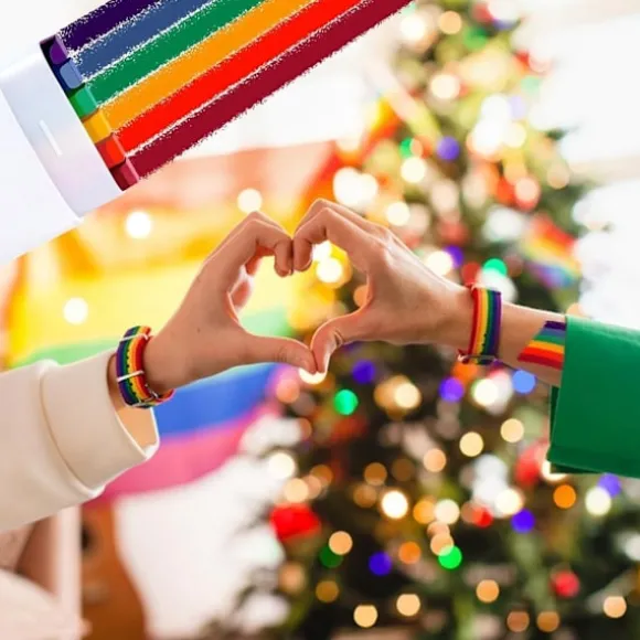 To-pak med regnbue ansigts- og kropsmaling - ansigtsmaling med Pride Day-tema