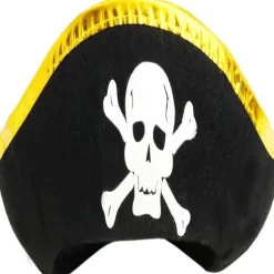 Trekantet pirathat - Trefarvet piratkostume tilbehørshat - 1 stk.