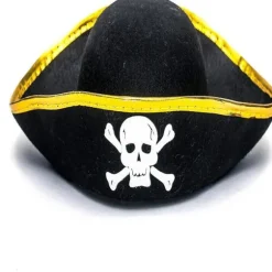 Trekantet pirathat - Trefarvet piratkostume tilbehørshat - 1 stk.