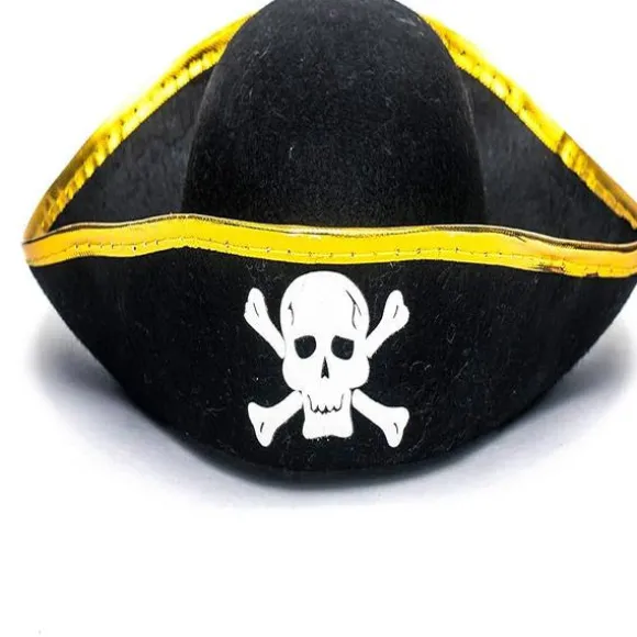 Trekantet pirathat - Trefarvet piratkostume tilbehørshat - 1 stk.