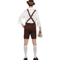 Tysk Oktoberfest Øl Kostume Bayerisk Lederhosen Skjorte Hat Sæt Mænd Voksne Fyren Festival Outfits M