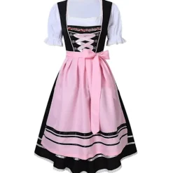 Tysk Oktoberfestdragt til kvinder - Traditionel bayersk ølkarneval Fraulein Cosplay Pige Kostume - Sort - Perfekt Sort Black XXL