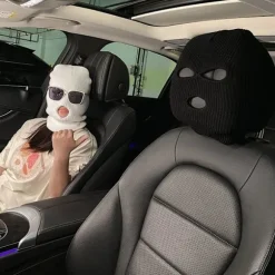Tyverisikring Bil Nakkestøttebetræk Balaclava Design Ferie Biltilbehør White 2pcs