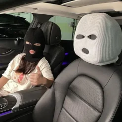 Tyverisikring Bil Nakkestøttebetræk Balaclava Design Ferie Biltilbehør White 2pcs