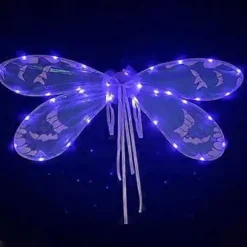 Udklædnings Cikade Vinge Lysende Guldsmede Vinge Halloween Kostume Vinge LED Elver Vinge Prinsesse Vinge til Kvinder Piger Teenagere Gul(Gul)