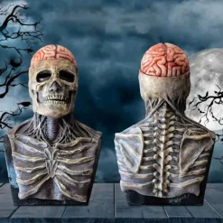 Uhæggelig Halloween Maske - Hjerne Skelet Kranie Maske - Latex Helhoved Maske - 3D Biokemisk Halloween Cosplay Maske