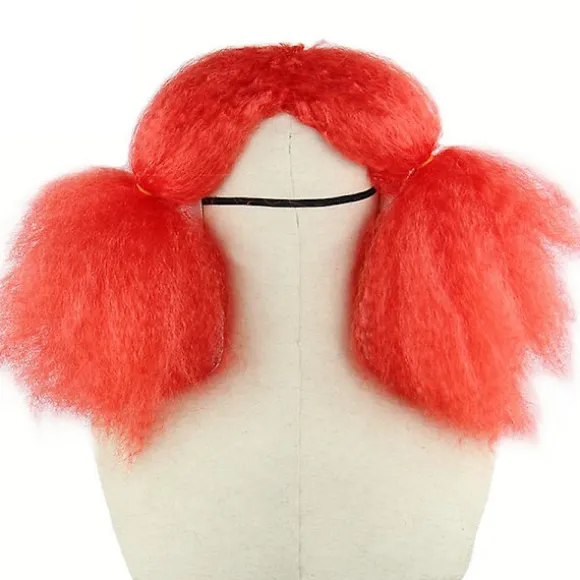 Uhæggelig Ond Skræmmende Klovn Cosplay Maske Med Rødt Afro Hår Halloween Fest Kostume Udklædning Prop