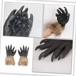 Uhæggelige Horror Hænder Monster Grå Hånd Horror Hårede Tilbehør Cosplay Rekvisitter Ulv og Handske Kostume Pote til Manchetter Varulvehandsker Børn Plys Klo | Fyndiq
