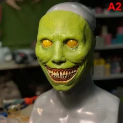 Uhyggelig Halloween-maske Smilende dæmoner Horror-ansigt maskerer det onde green A2