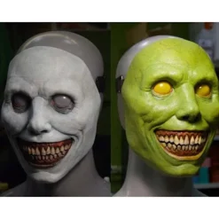 Uhyggelig Halloween-maske Smilende dæmoner Horror-ansigt maskerer det onde green A2